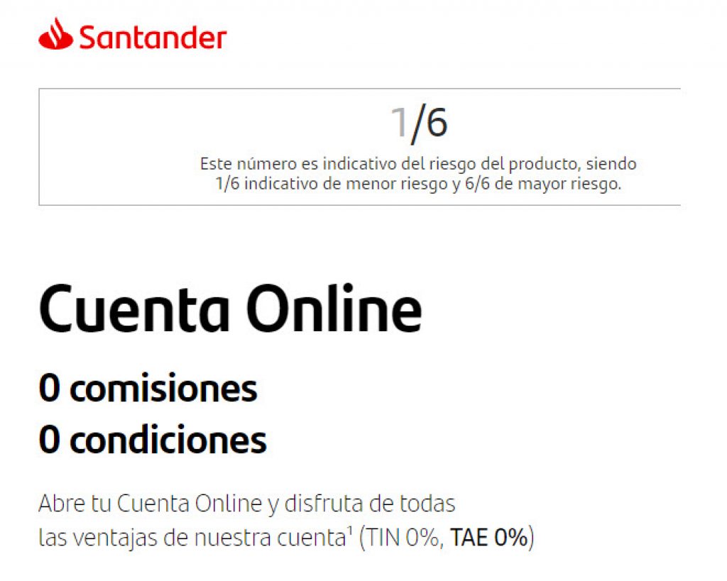 Qué comisiones tiene la Cuenta Online Santander