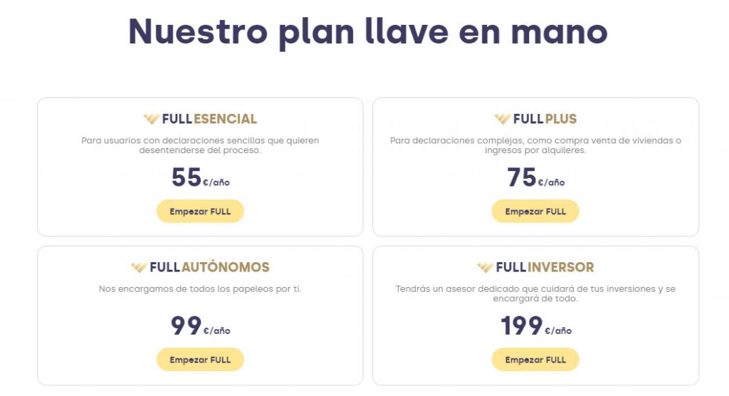 precios Plan Full de Taxdown