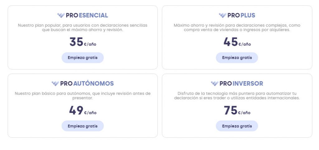 precios del Plan Pro Taxdown